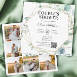 Invitation Eucalyptus Rustic Photo QR Code Fête des mariées<br><div class="desc">Invitations amis et famille à la douche d'un couple charmant avec une invitation qui mélange parfaitement l'élégance rustique et le style personnel. L’avant présente les noms du couple en calligraphie géologique, jumelé à une police serif élégante pour les détails. Encadré par une végétation luxuriante d'eucalyptus sur une bordure géométrique moderne,...</div>