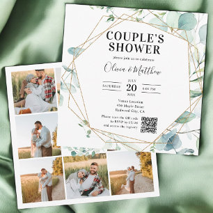 Invitation Eucalyptus Rustic Photo QR Code Fête des mariées
