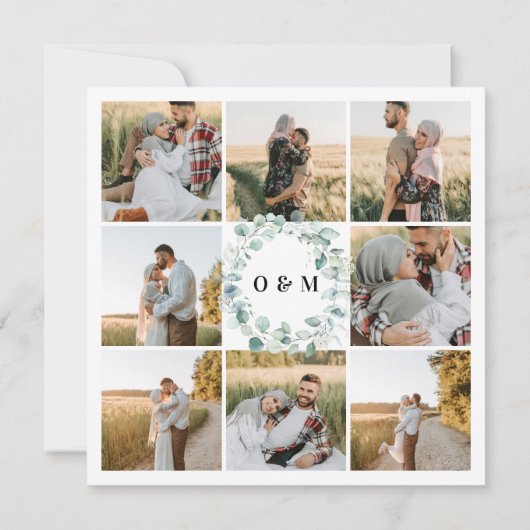 Invitation Eucalyptus Rustic Photo QR Code Fête des mariées (Dos)