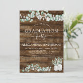 Invitation Eucalyptus Rustic Wood Graduation Party 2022 (Debout devant)