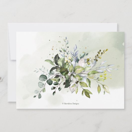 Invitation Eucalyptus Rustique Bleu Gomme, Dîner De Répétitio (Dos)