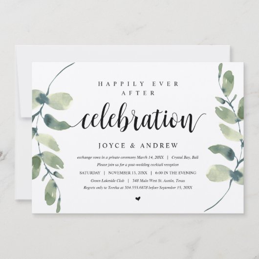 Invitation Eucalyptus Rustique, Célébration de Fuite de Maria (Devant)