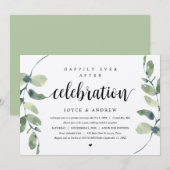 Invitation Eucalyptus Rustique, Célébration de Mariage Intime (Devant / Derrière)