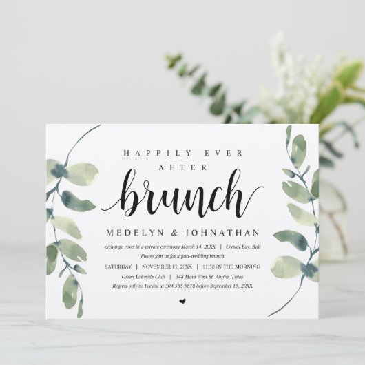 Invitation Eucalyptus rustique, Célébration d'un mariage inti (Debout devant)