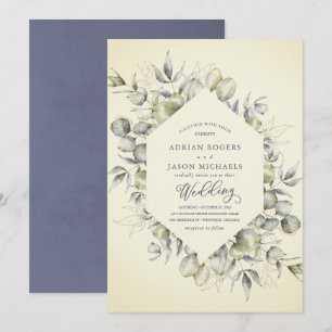 Invitation Eucalyptus Rustique D'Automne Avec Cadre De Lavage