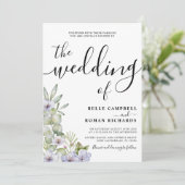 Invitation Eucalyptus rustique et Mariage Floral pourpre (Debout devant)