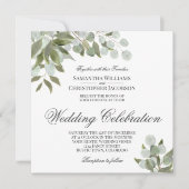 Invitation Eucalyptus rustique et Mariage vert (Devant)