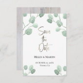 Invitation eucalyptus rustique faire part de sauvegarde (Devant / Derrière)