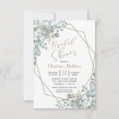 Invitation Eucalyptus rustique Fête des mariées aquarelle (Devant)