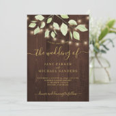 Invitation Eucalyptus rustique feu de bois de pays mariage (Debout devant)