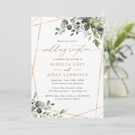 Invitation Eucalyptus Rustique Greenery Réception de mariage (Debout devant)