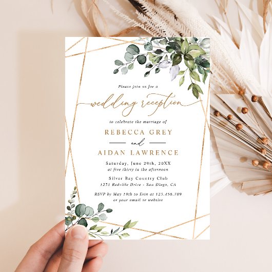 Invitation Eucalyptus Rustique Greenery Réception de mariage