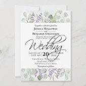 Invitation Eucalyptus rustique & Mariage d'aquarelle Lavender (Devant)