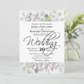 Invitation Eucalyptus rustique & Mariage d'aquarelle Lavender (Debout devant)