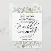 Invitation Eucalyptus rustique & Mariage d'aquarelle Lavender (Devant / Derrière)