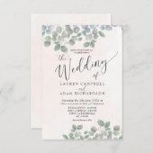 Invitation Eucalyptus rustique Mariage d'aquarelle vert et co (Devant / Derrière)