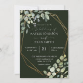 Invitation Eucalyptus Rustique & Mariage de trame or - Vert (Devant)