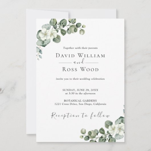 Invitation Eucalyptus Rustique Mariage de verdure (Devant)