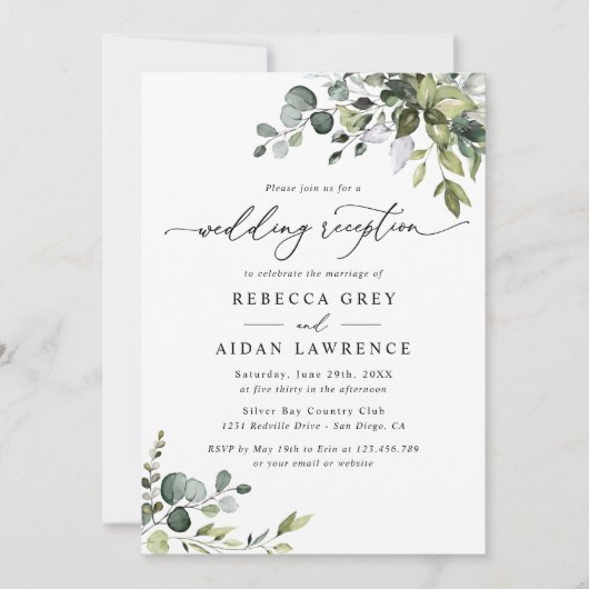 Invitation Eucalyptus Rustique Réception De Mariage (Devant)