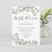 Invitation Eucalyptus Rustique Rose Aquarelle (Debout devant)