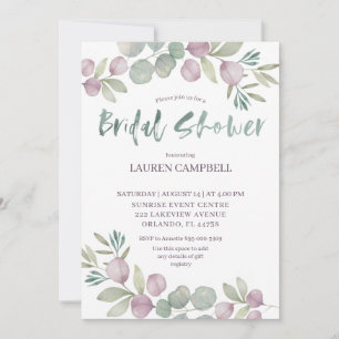 Invitation Eucalyptus Rustique Rose Aquarelle