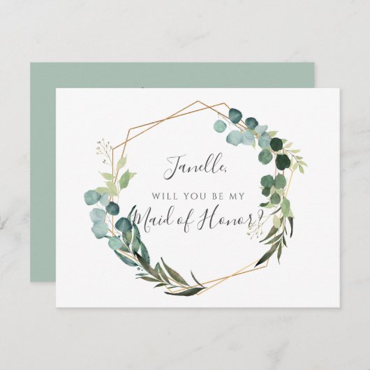 Invitation Eucalyptus rustique Soyez ma do-it-yourself femme  (Devant / Derrière)