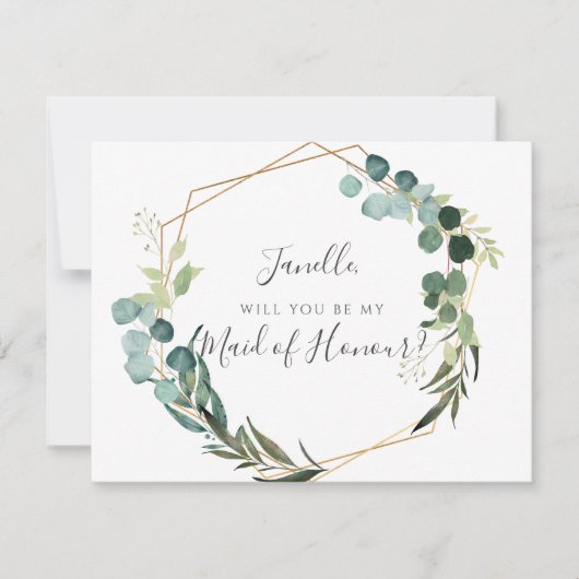 Invitation Eucalyptus rustique Soyez ma do-it-yourself femme (Devant)