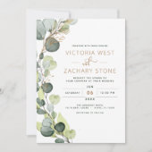 Invitation Eucalyptus Rustique tout en un QR Code Mariage (Devant)