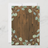 Invitation Eucalyptus rustique Verdure et Croix d'or Baptême (Dos)