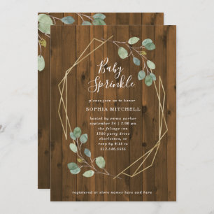 Invitation Eucalyptus rustique Verdure Geometry Baby Sprinkle