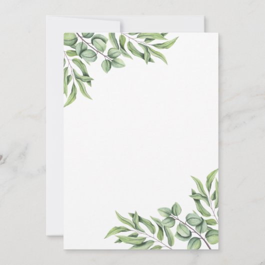 Invitation Eucalyptus rustique Verdure Mariage succulent (Dos)