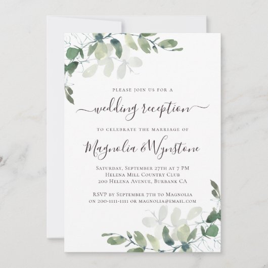 Invitation Eucalyptus Rustique Verdure Réception de mariage I (Devant)