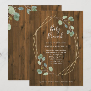 Invitation Eucalyptus rustique Vert Géométrique Bébé Brunch