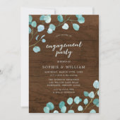 Invitation Eucalyptus rustiques et partie Brown d'engagement  (Devant)