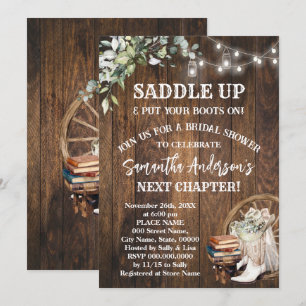 Invitation Eucalyptus Saddle Up Boots & Livres Enterrement de