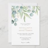 Invitation Eucalyptus Sage Aquarelle Verdure Mariage Invita (Devant)