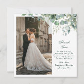 Invitation Eucalyptus Sage Emerald Script Mariage Merci (Devant)