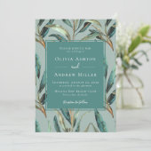 Invitation Eucalyptus Sage Green Gold Mariage élégant (Debout devant)