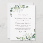 Invitation Eucalyptus Sage Green Photo QR Code Mariage (Devant)