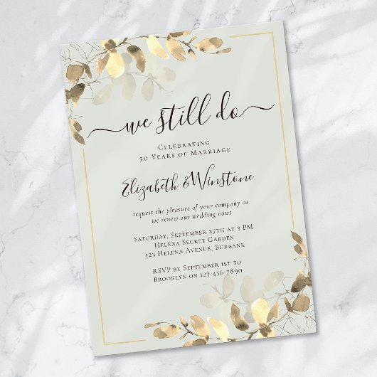 Invitation Eucalyptus Sage Green Vow Renouvellement