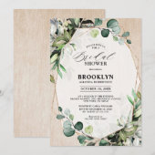 Invitation Eucalyptus Sage Greenery Fête des mariées géométri (Devant / Derrière)