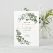 Invitation Eucalyptus Sage Vert Aquarelle Verdure Mariage (Debout devant)