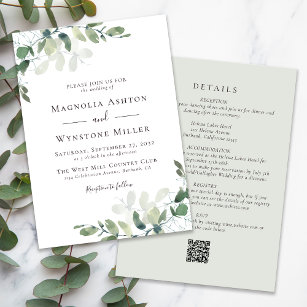 Invitation Eucalyptus Sage Vert tout en un Mariage