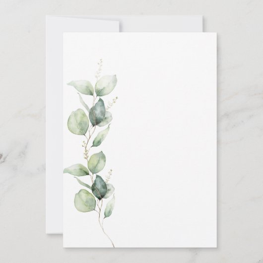 Invitation Eucalyptus Script Fête des mariées botanique (Dos)
