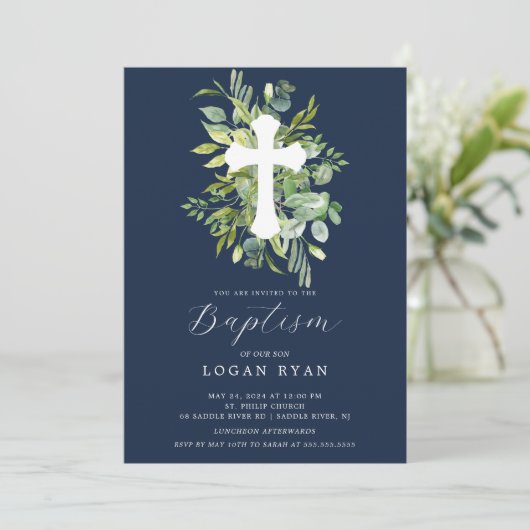 Invitation Eucalyptus Serenity Baptism (Debout devant)