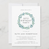 Invitation Eucalyptus Simple 60e anniversaire de fête Invitat (Devant)