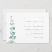 Invitation Eucalyptus simple Aquarelle Mariage vert (Devant)