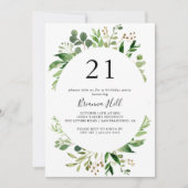 Invitation Eucalyptus Simple Brown Floral 21e fête d'annivers (Devant)