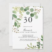 Invitation Eucalyptus Simple Brown Floral 30e fête d'annivers (Devant)