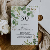 Invitation Eucalyptus Simple Brown Floral 30e fête d'annivers